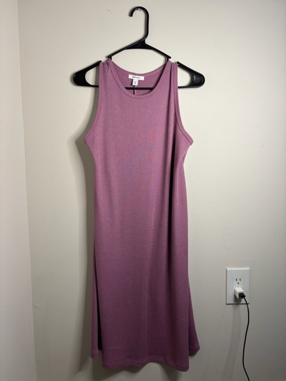 Nine West Sleeveless Ribbed Knit Tank Dress, Size XL - Mauve